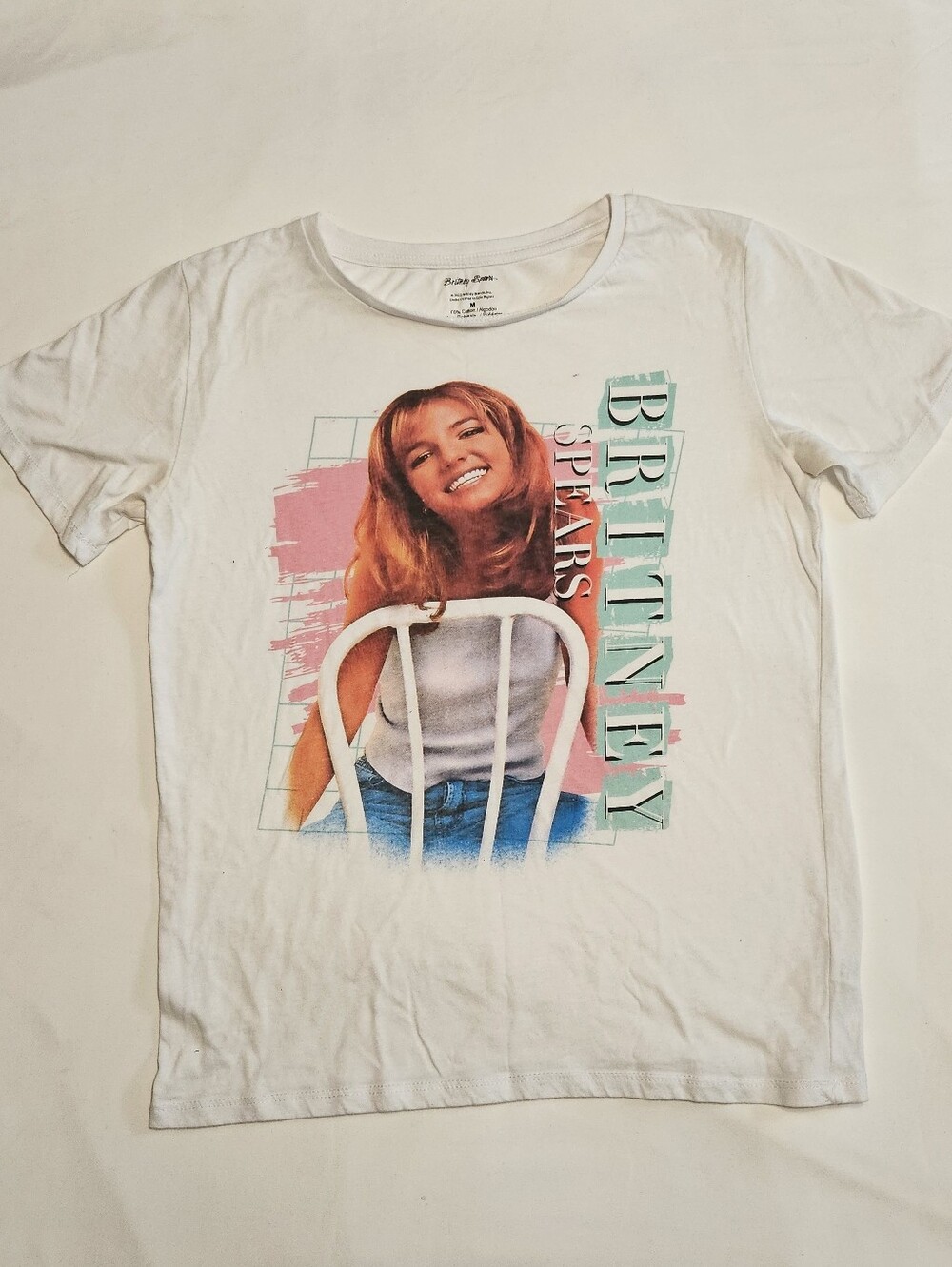 Britney Spears White Graphic Short Sleeve Lightweight Casual Tee Size M - Picture 2 of 5